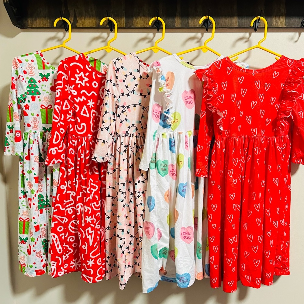 10 Colorful Floral Patterned and Holiday Patterned Kids Dresses - Picture 2 of 2